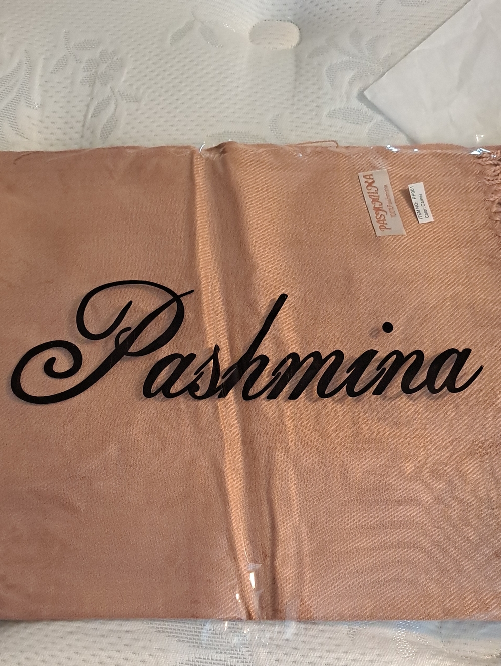 Pashmina Womens Shawl - Tan Accent